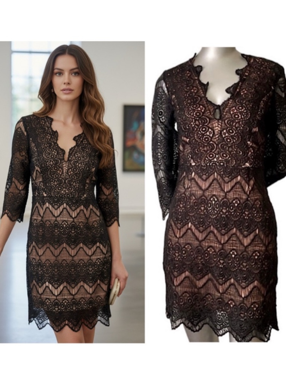 Luxxel Black Lace Dress Medium